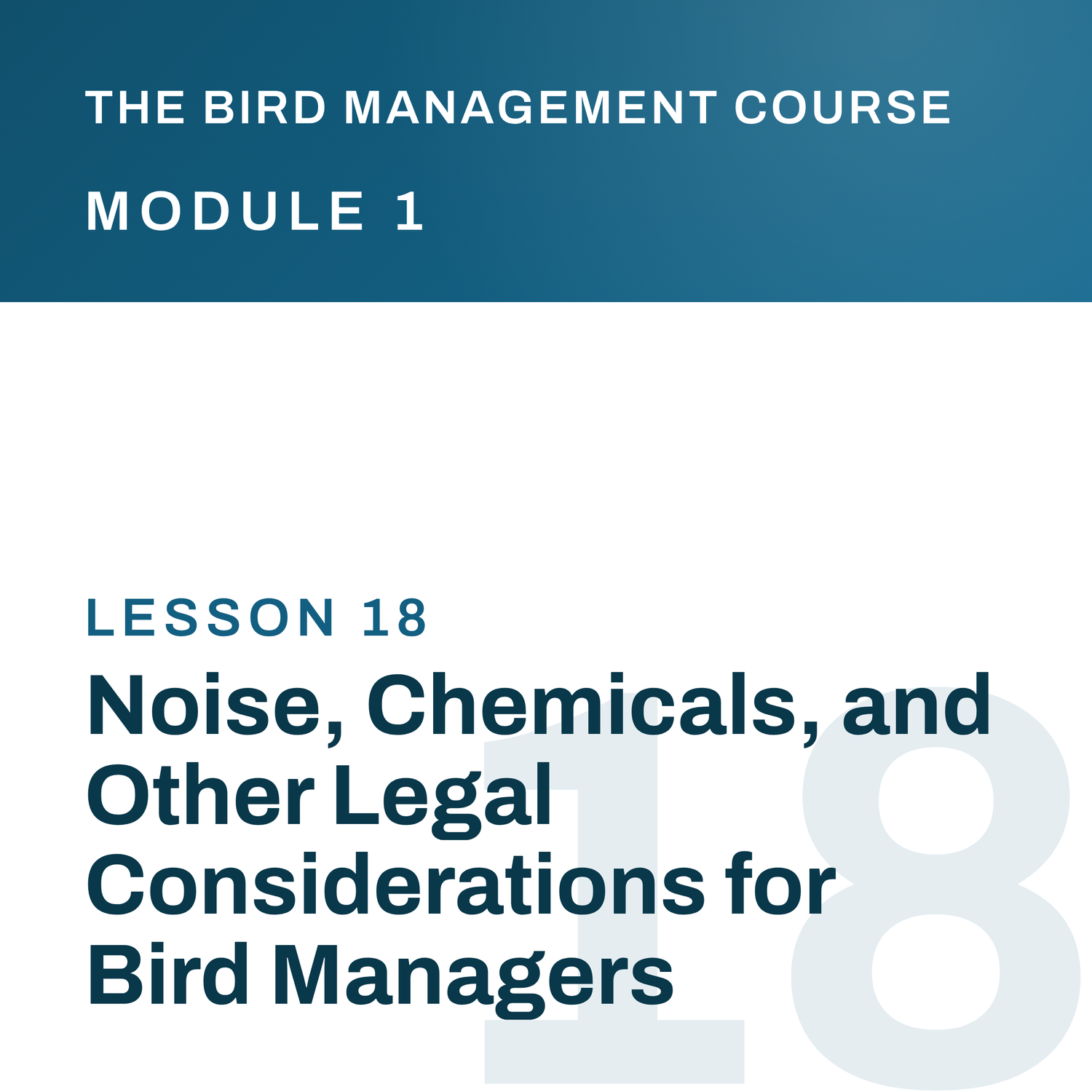 Noise, Chemicals, and Other Legal Considerations for Bird Managers, The Bird Management Course