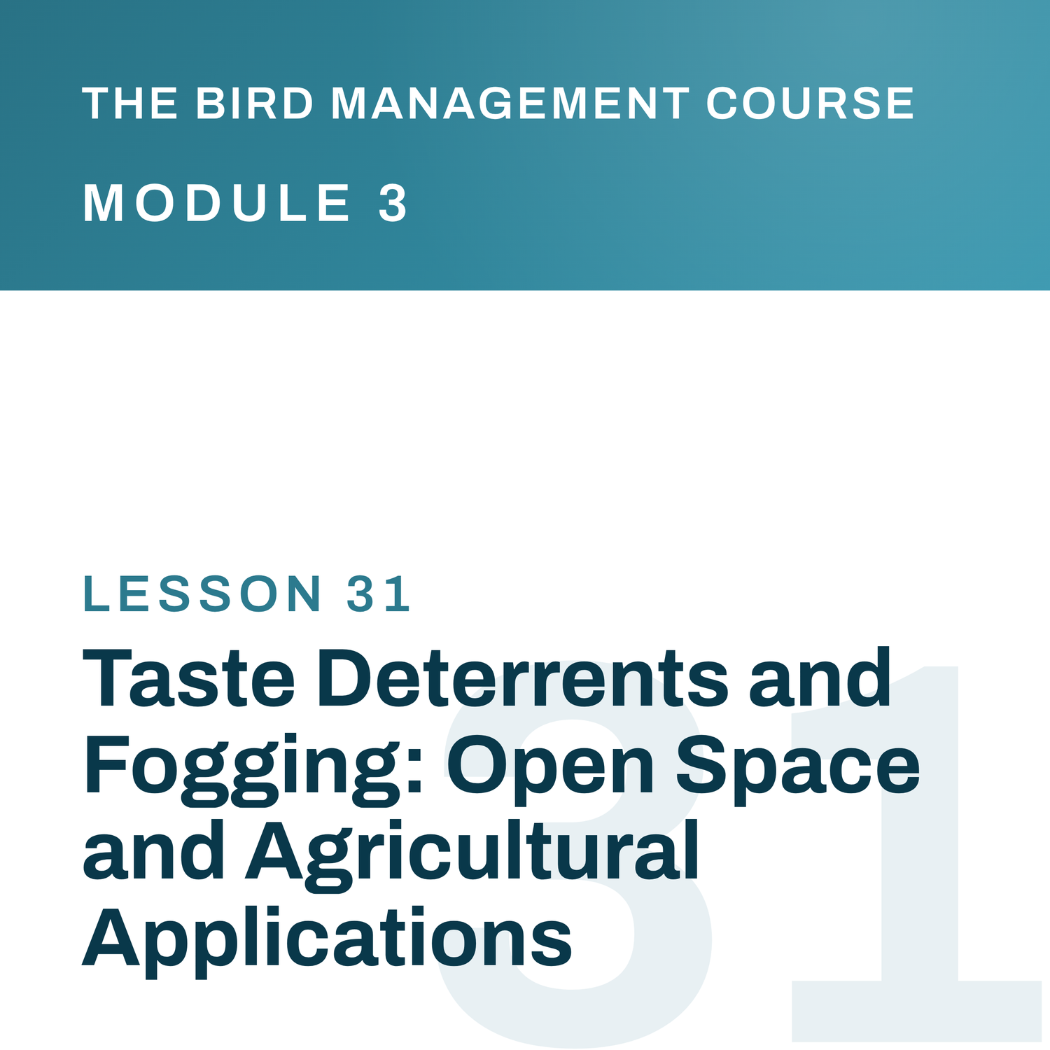 Taste Deterrents and Fogging: Open Space and Agricultural Applications, The Bird Management Course