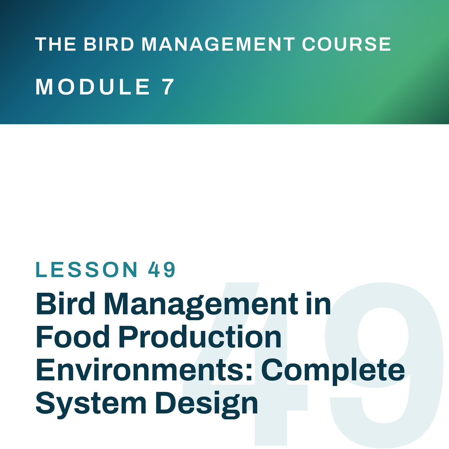 Bird Management in Food Production Environments: Complete System Design, The Bird Management Course