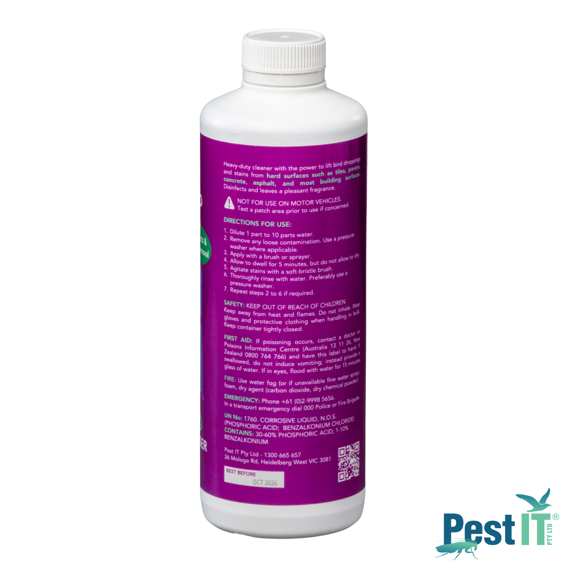 Avepro Gotta Go Bird Dropping Remover And Sanitiser Size 1L Concentrate Back