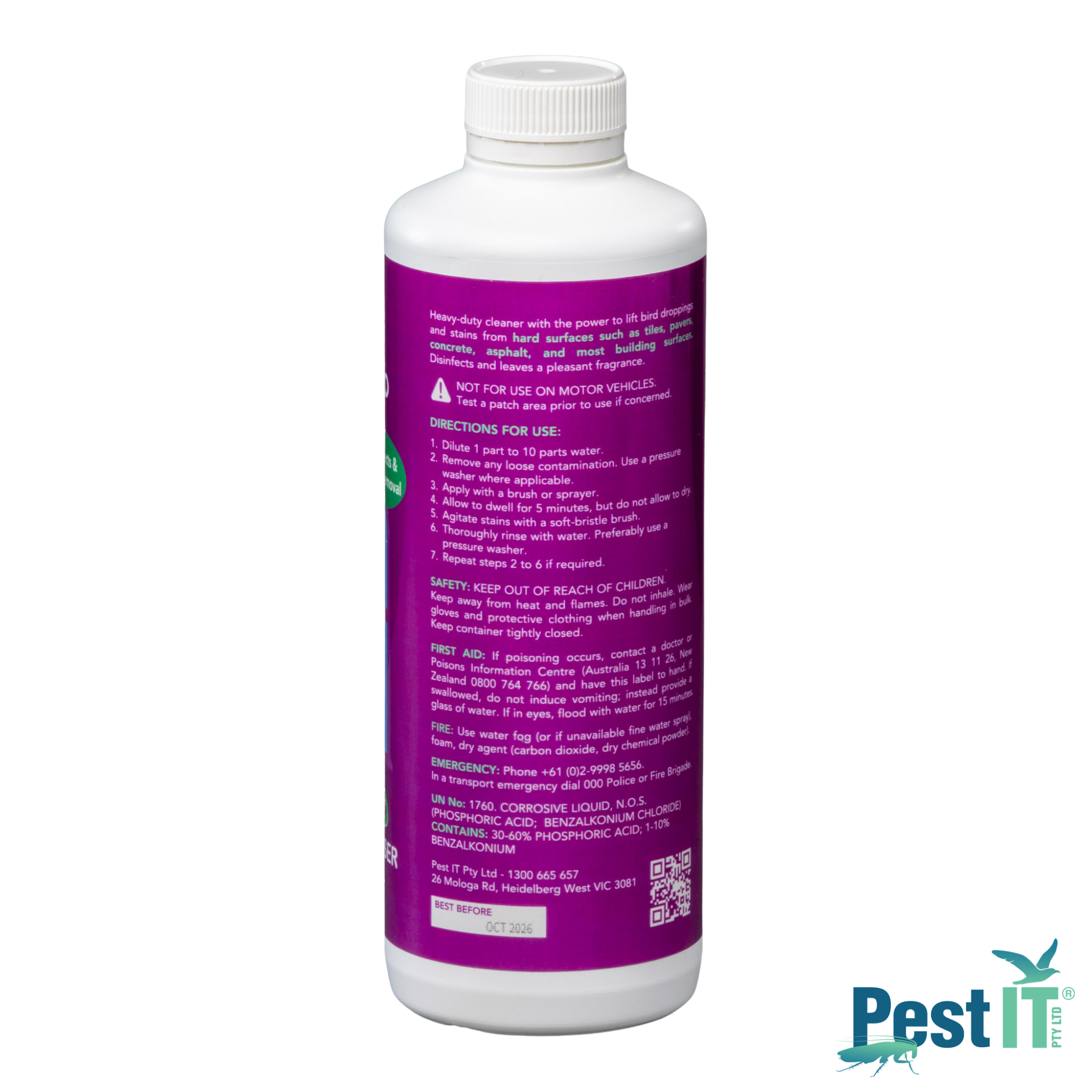 Avepro Gotta Go Bird Dropping Remover And Sanitiser Size 1L Concentrate Back