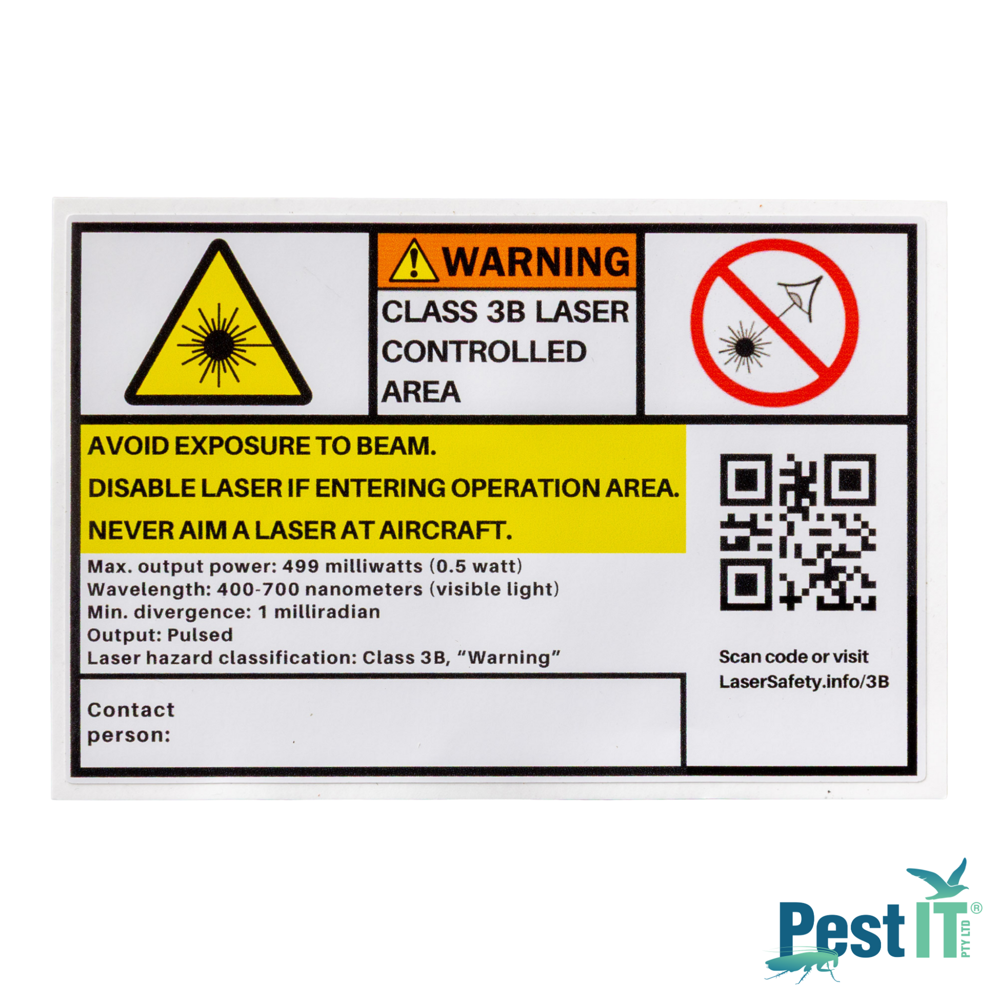 Avepro Indoor Laser Bird Repeller Component Warning Label