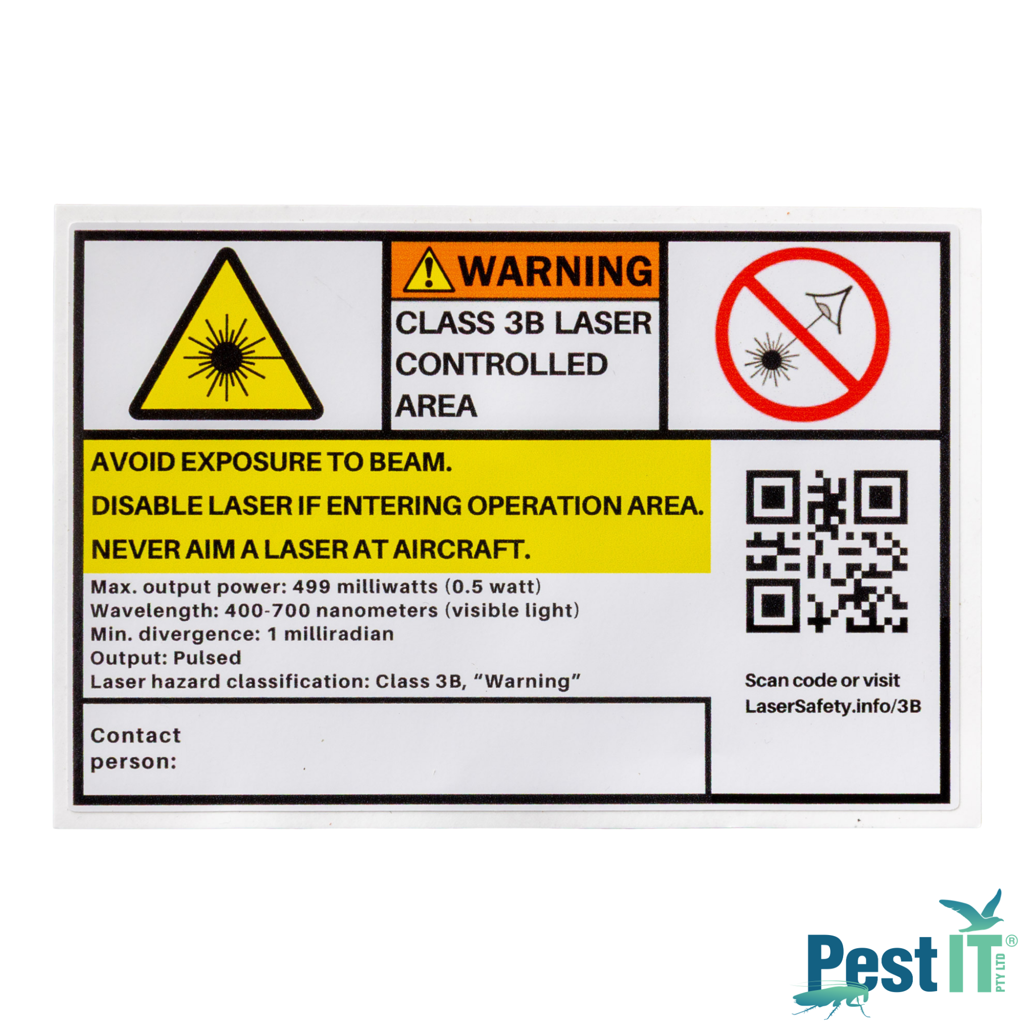 Avepro Indoor Laser Bird Repeller Component Warning Label