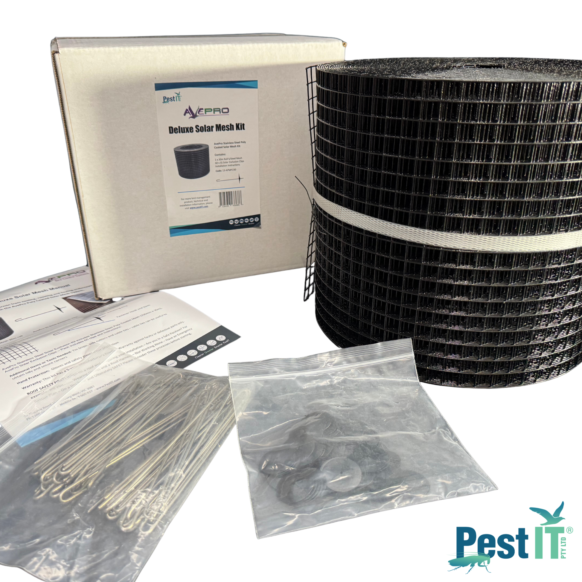 Avepro Solar Mesh Stainless Steel Poly Coated Kit Image Alt Name