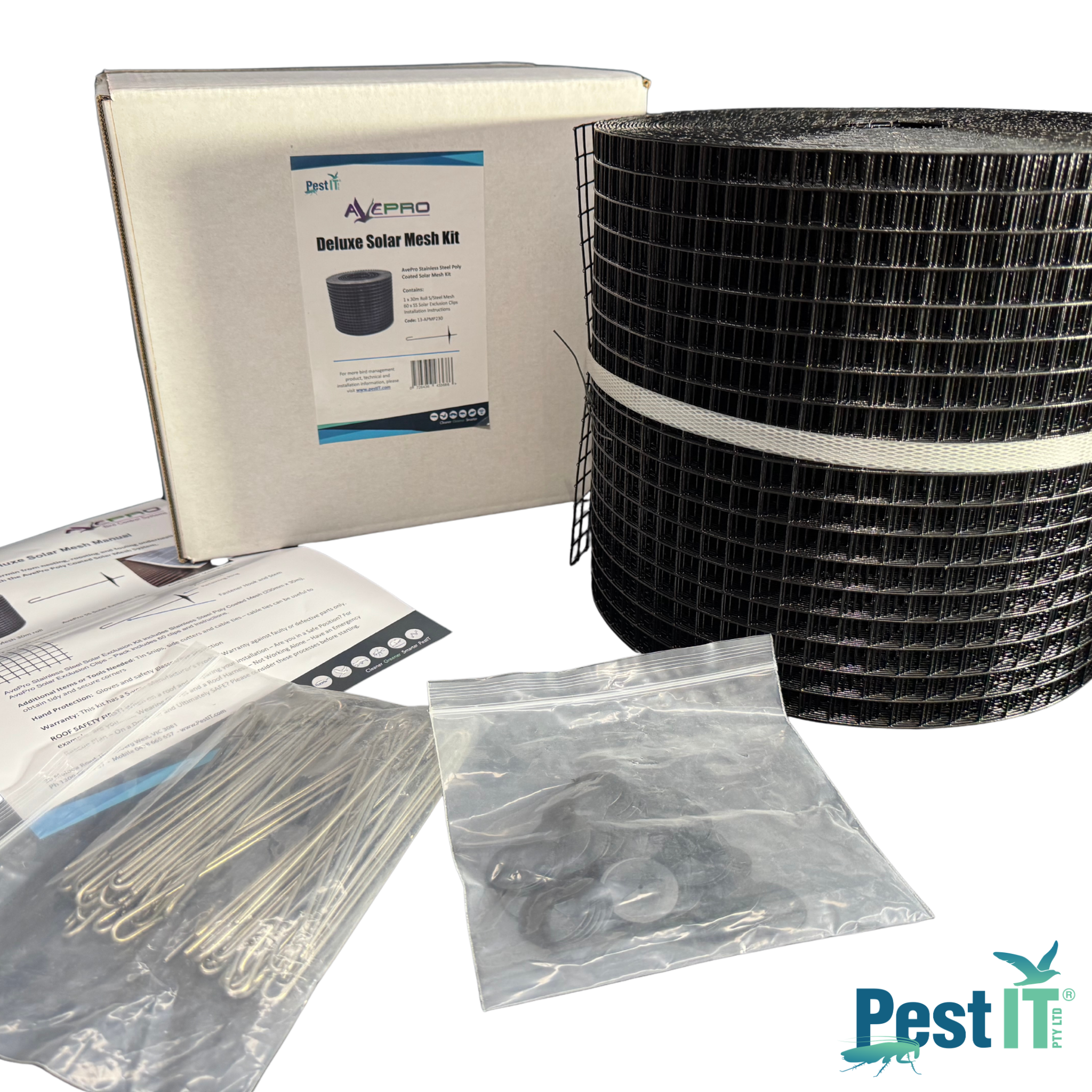 Avepro Solar Mesh Stainless Steel Poly Coated Kit Image Alt Name